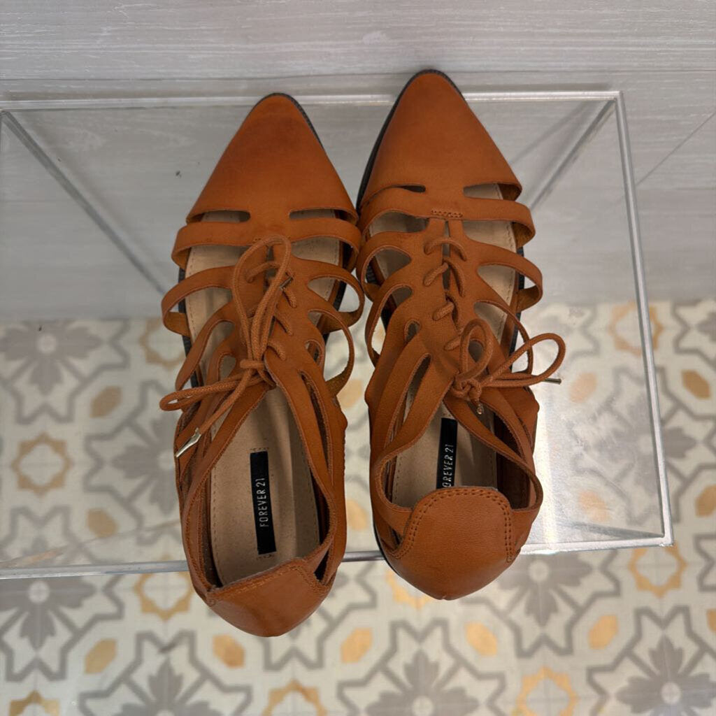 Forever 21 Brown Lace Up Gladiator Point Toe Shoes 8