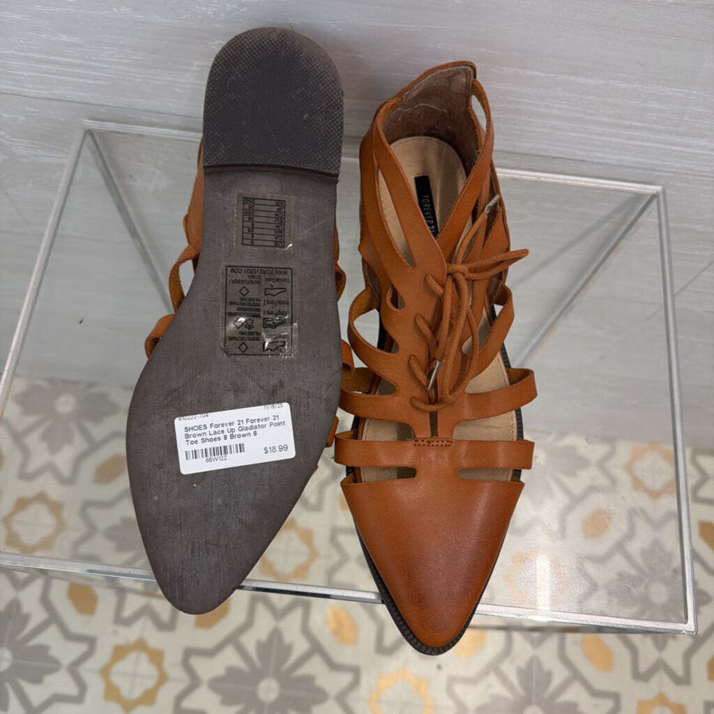 Forever 21 Brown Lace Up Gladiator Point Toe Shoes 8