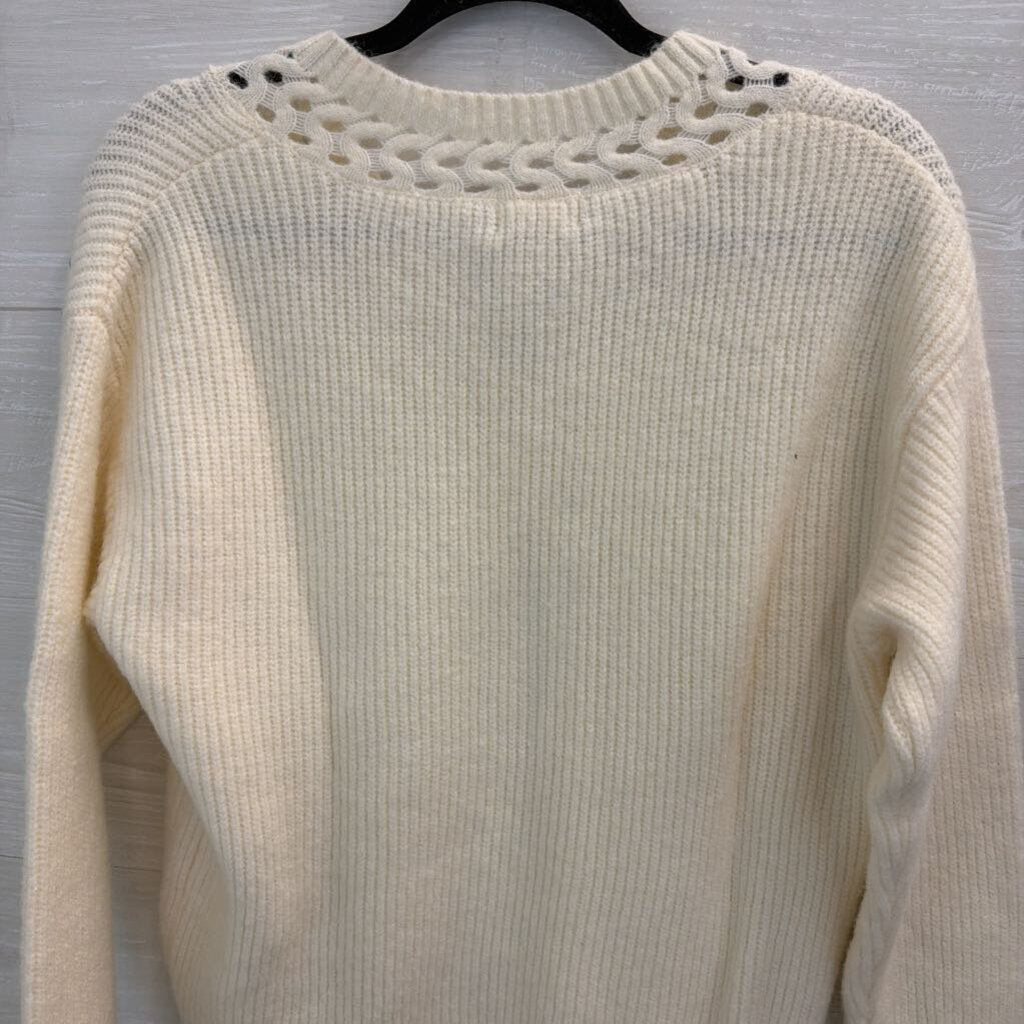 Fate Cream/ Multi Beaded V Neck Sweater Small