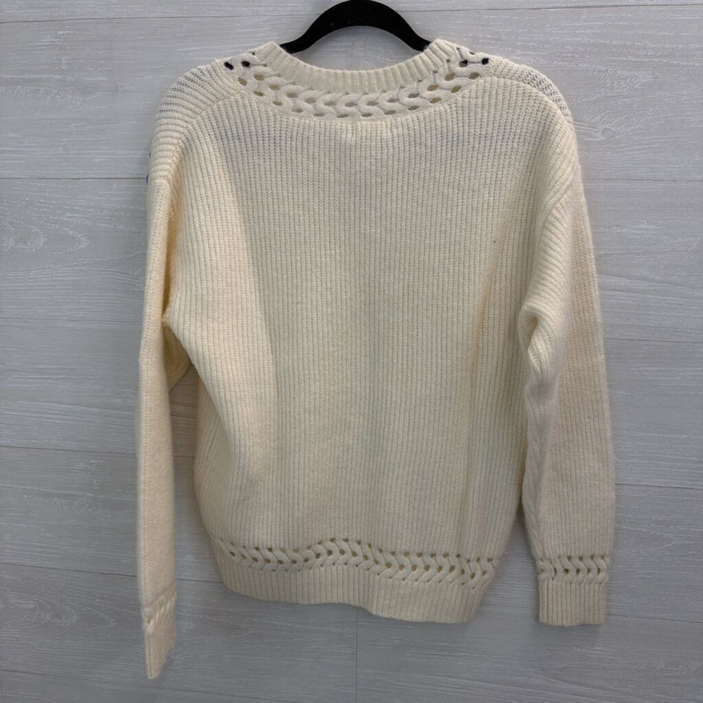 Fate Cream/ Multi Beaded V Neck Sweater Small