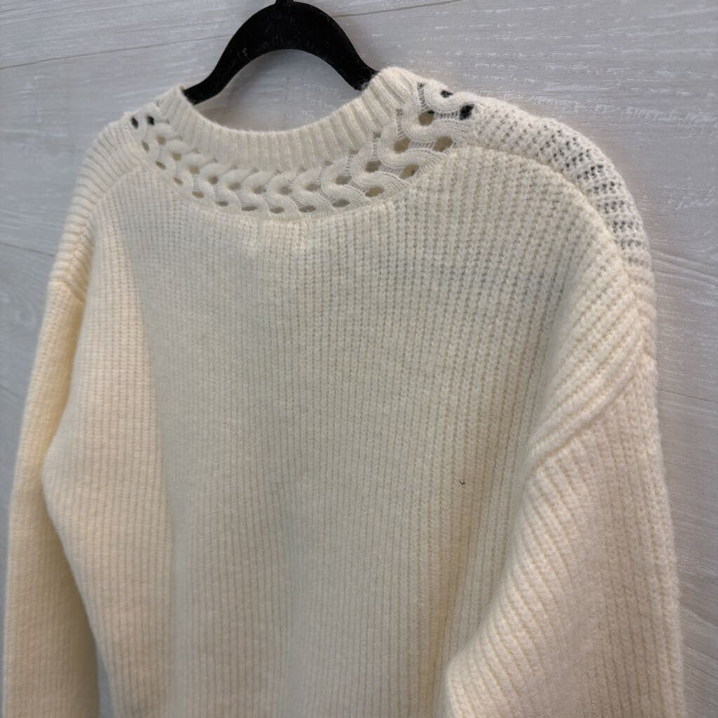 Fate Cream/ Multi Beaded V Neck Sweater Small