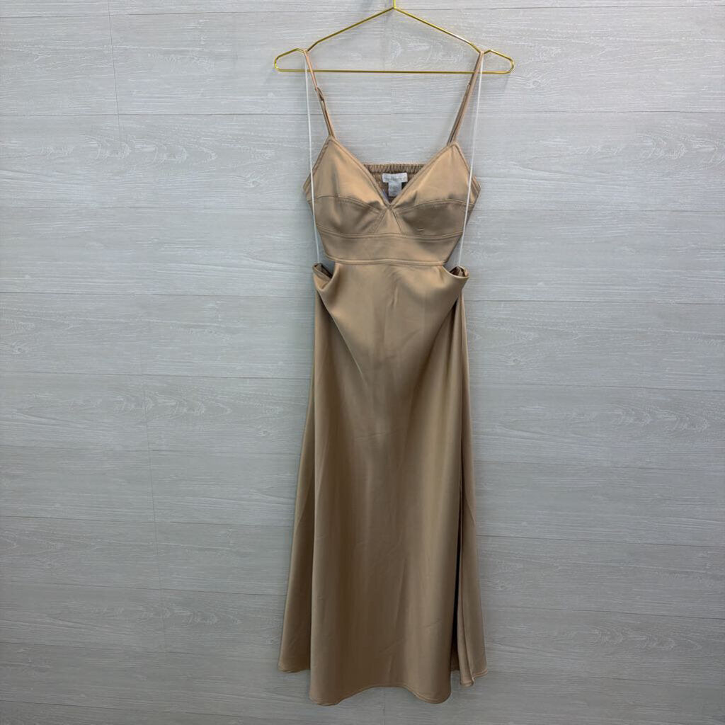 House of Harlow 1960 Gold Silky Cut Out Maxi Dress Small
