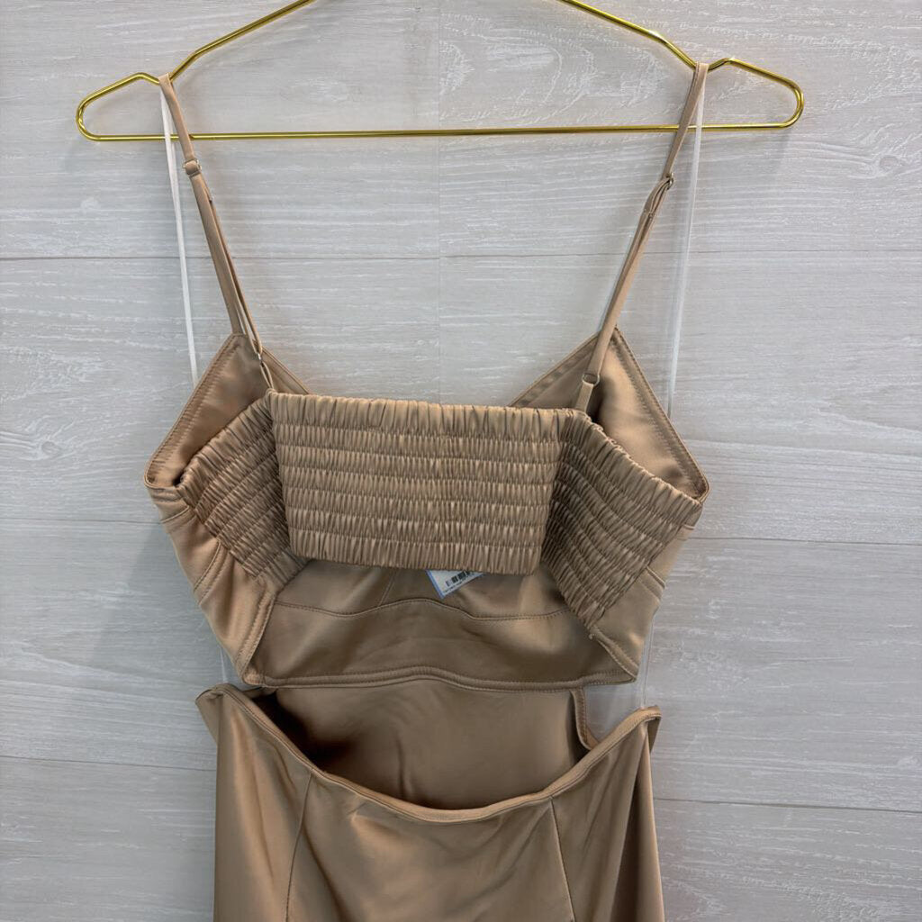 House of Harlow 1960 Gold Silky Cut Out Maxi Dress Small