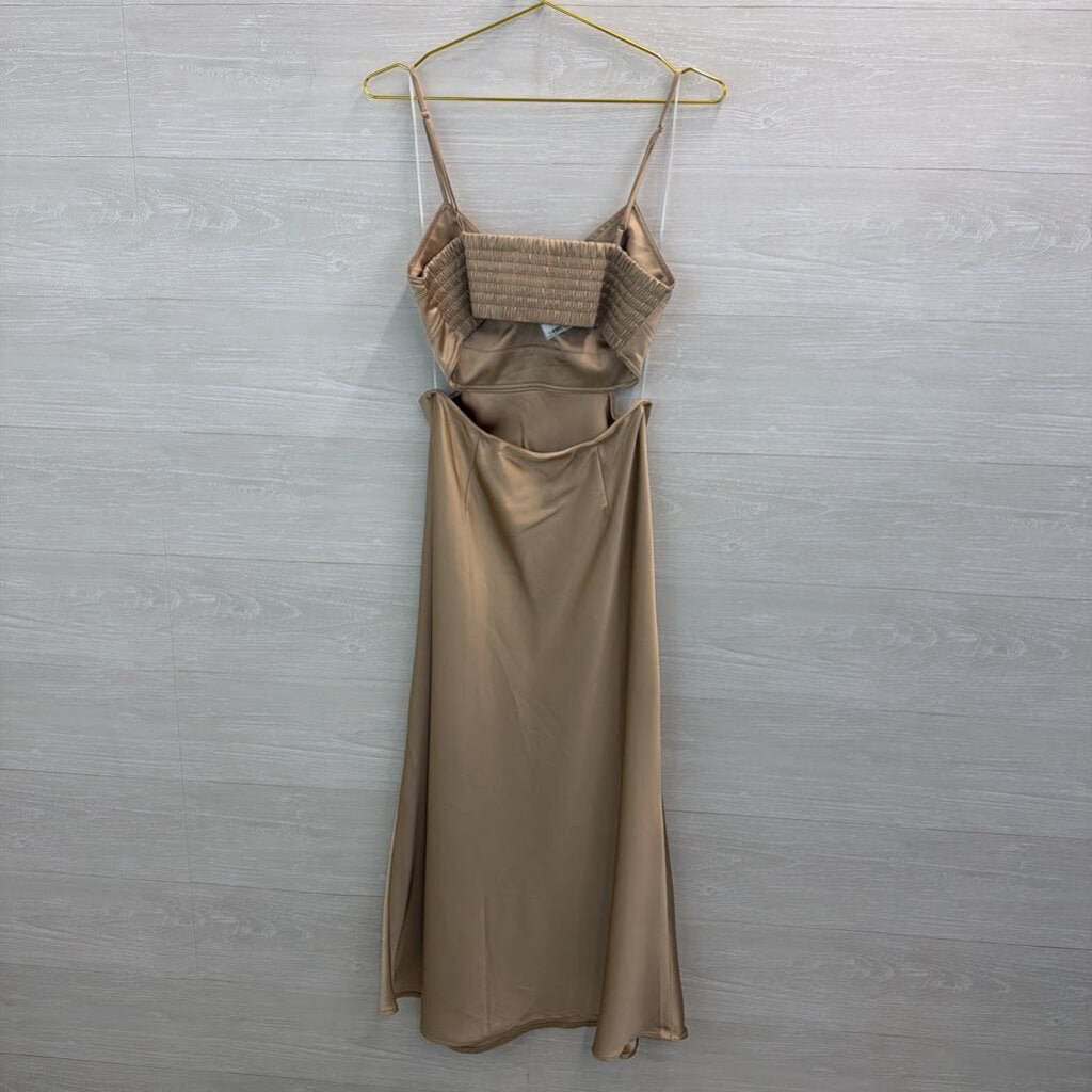 House of Harlow 1960 Gold Silky Cut Out Maxi Dress Small