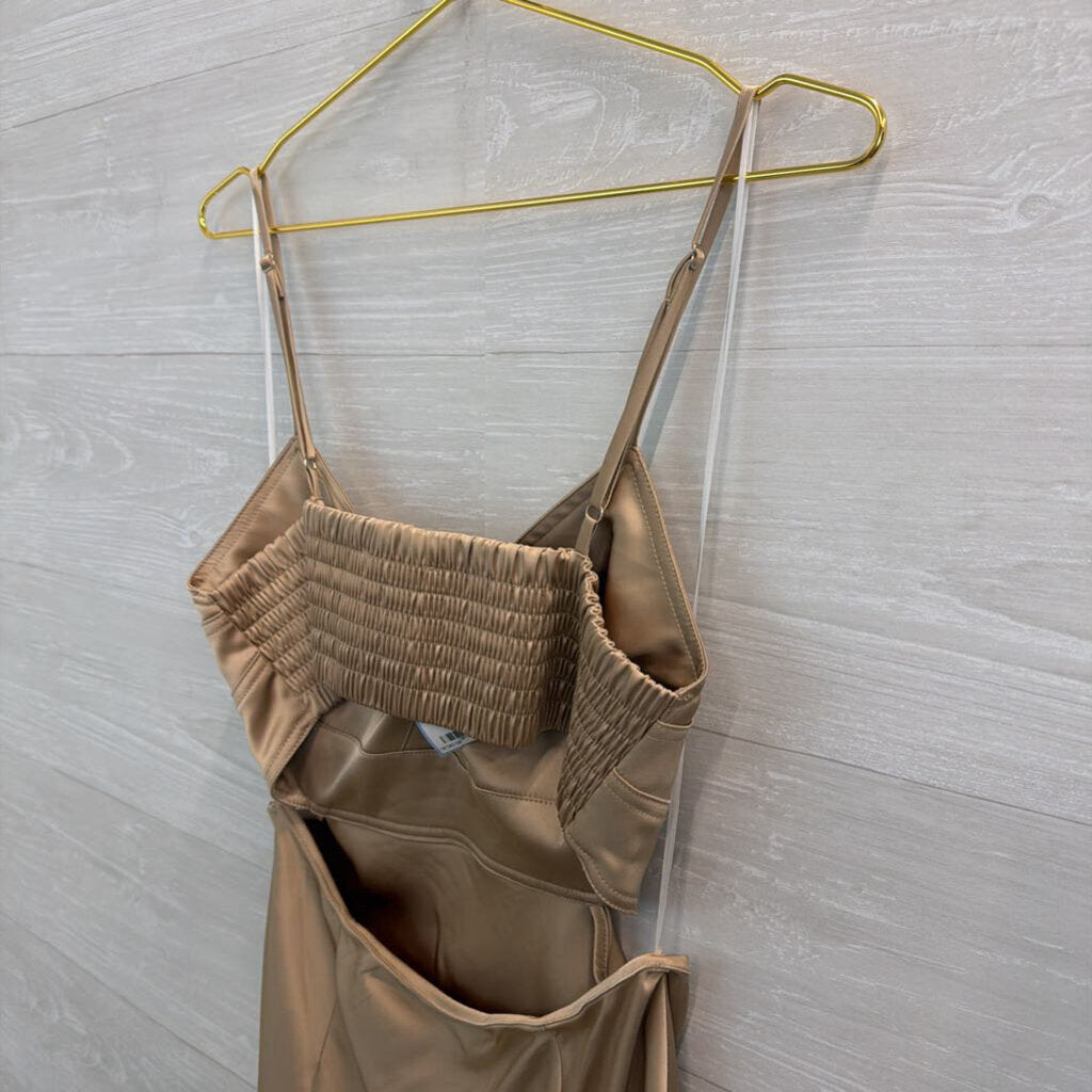 House of Harlow 1960 Gold Silky Cut Out Maxi Dress Small