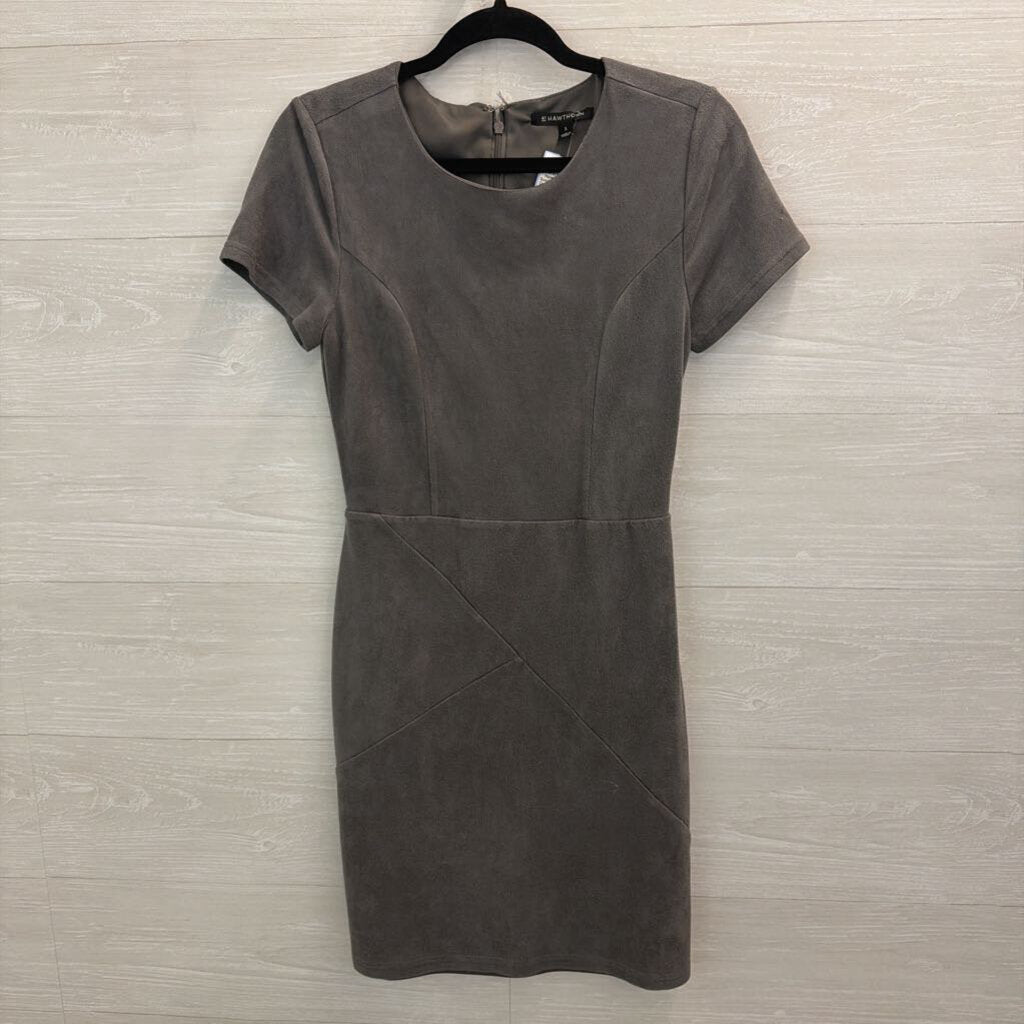 41 Hawthorn Grey Suede Short Sleeve Dress Small