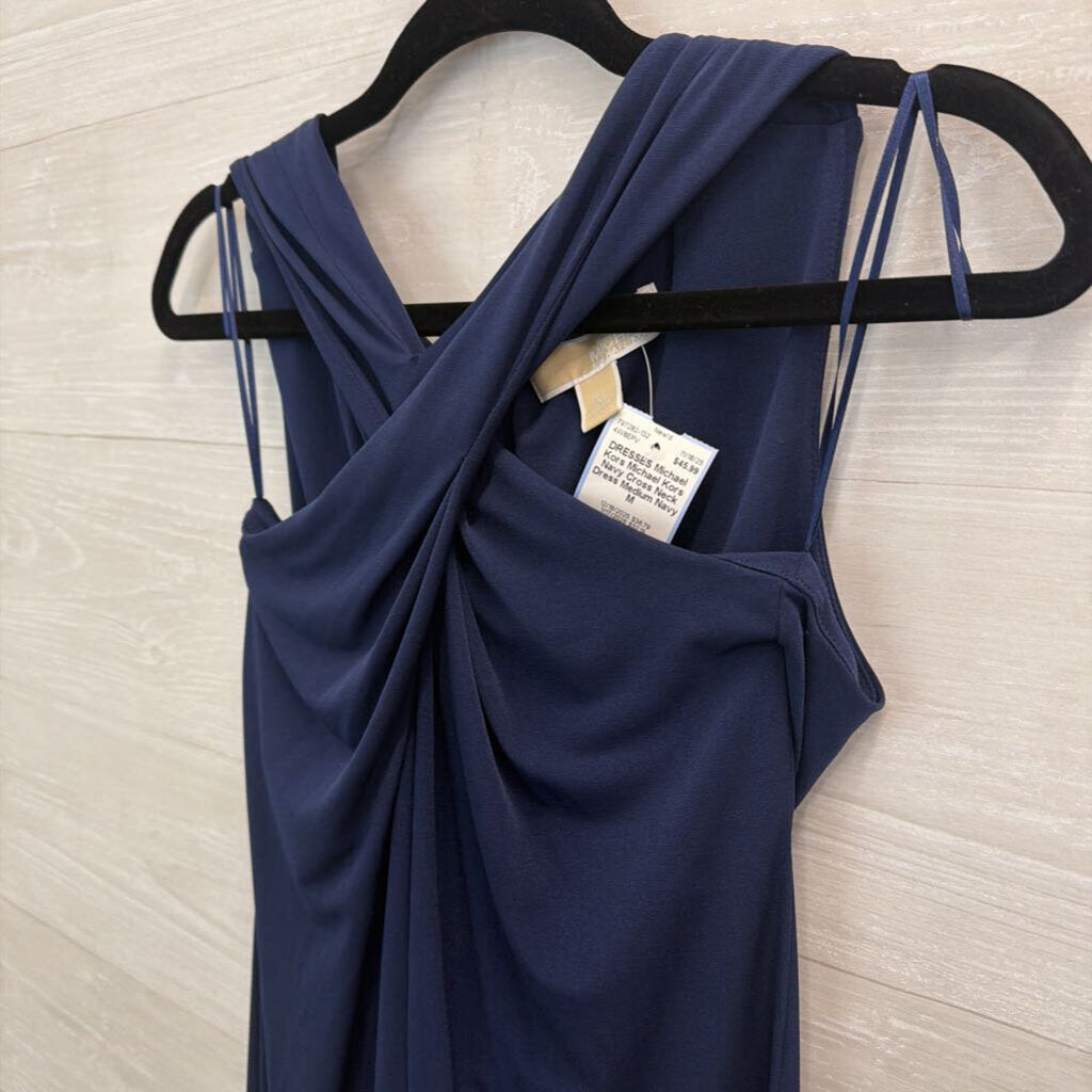 Michael Kors Navy Cross Neck Dress Medium