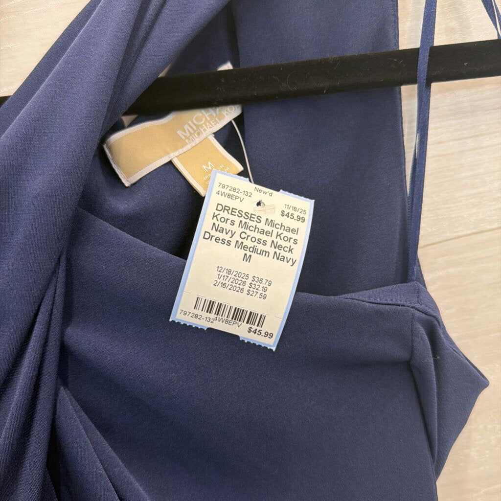 Michael Kors Navy Cross Neck Dress Medium