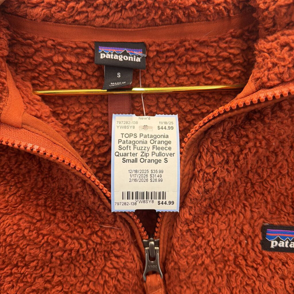 Patagonia Orange Soft Fuzzy Fleece Quarter Zip Pullover Small