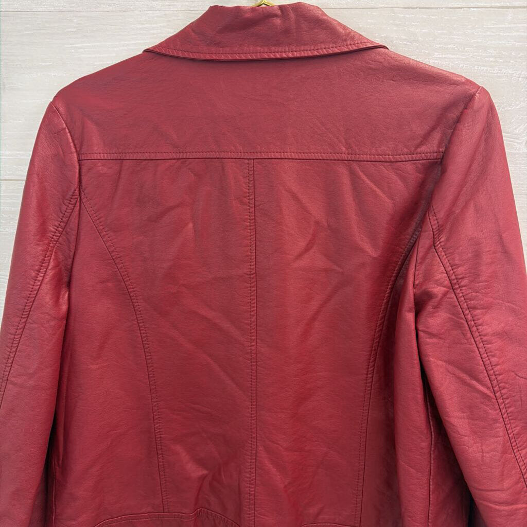 Forever 21 Burgundy Faux Leather Moto Jacket Large