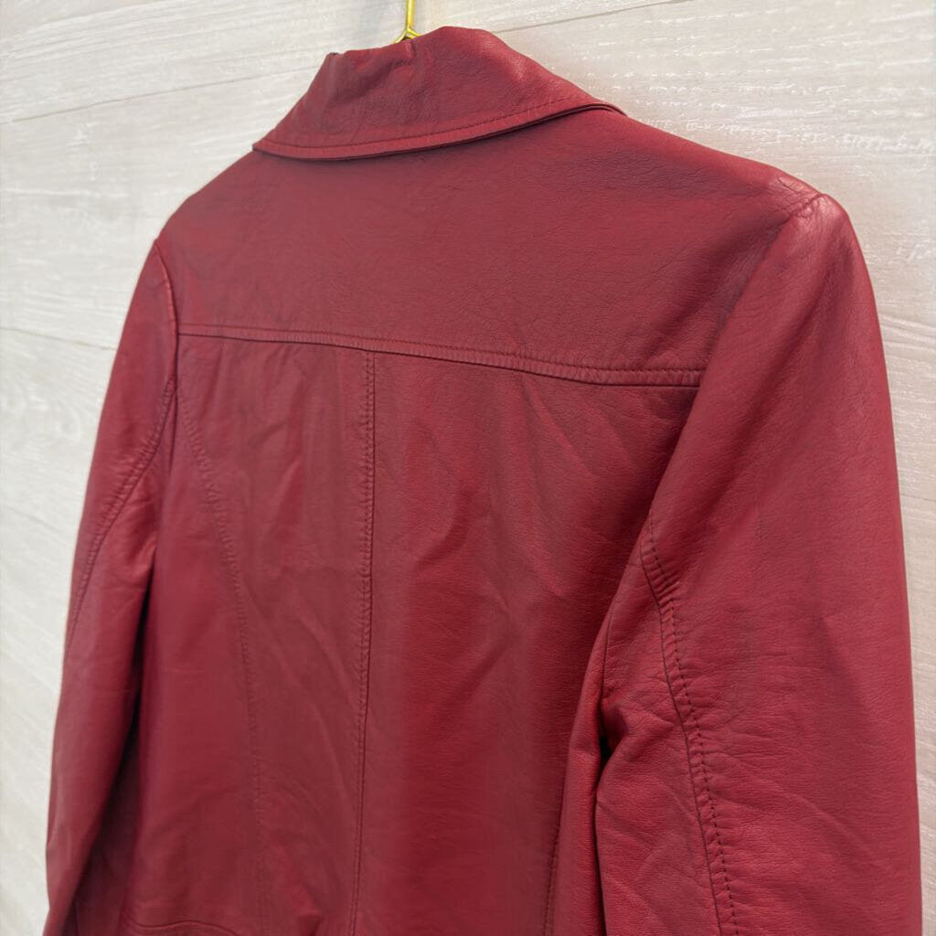 Forever 21 Burgundy Faux Leather Moto Jacket Large