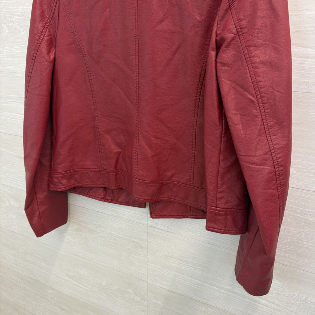 Forever 21 Burgundy Faux Leather Moto Jacket Large