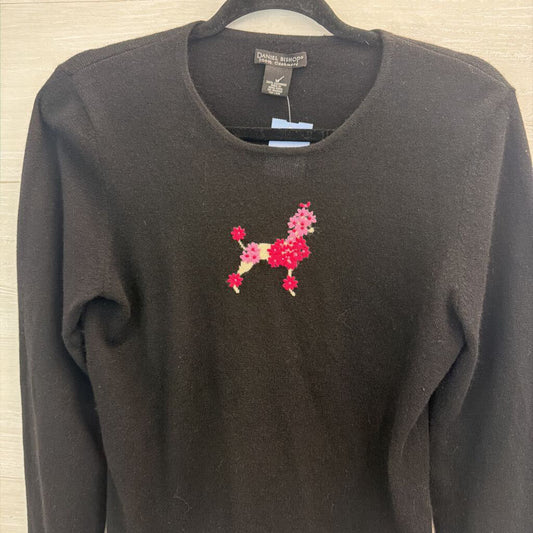 Daniel Bishop Black 100% Cashmere Embroidered Poodle Sweater Medium