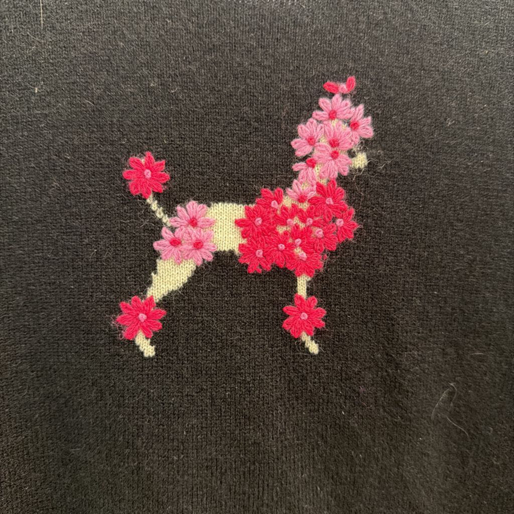 Daniel Bishop Black 100% Cashmere Embroidered Poodle Sweater Medium