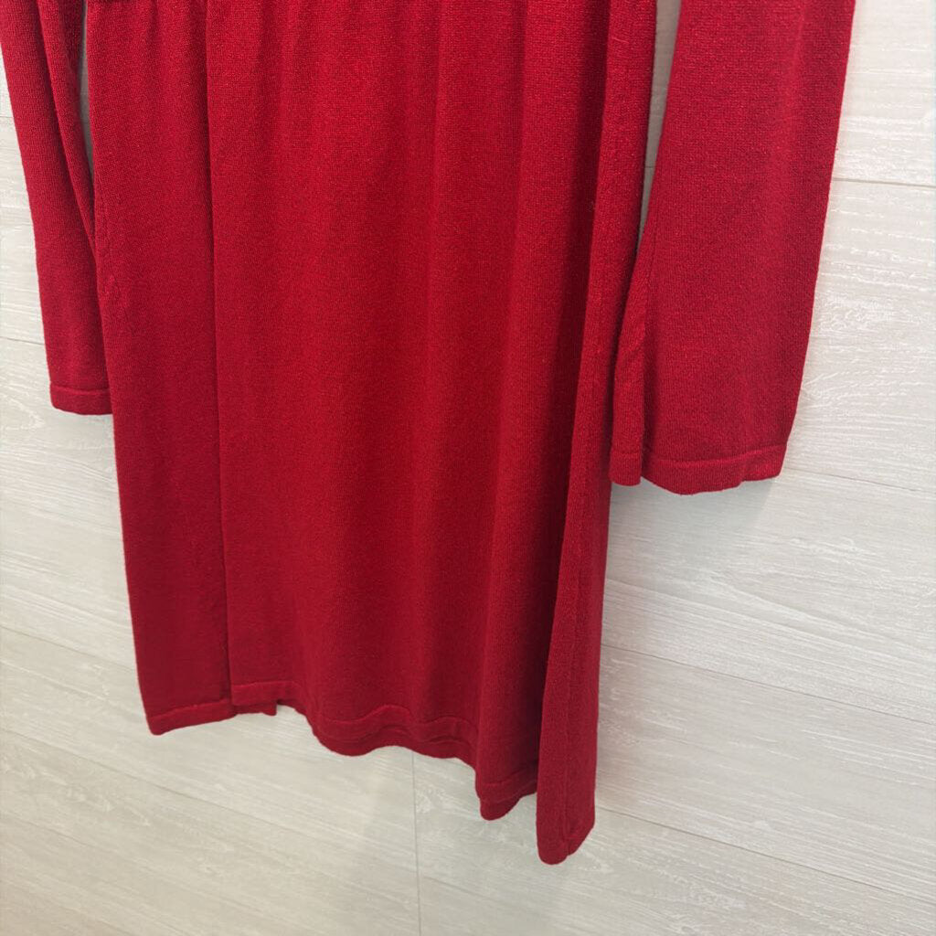 Madison Red Shimmer Long Sleeve Sweater Dress Large