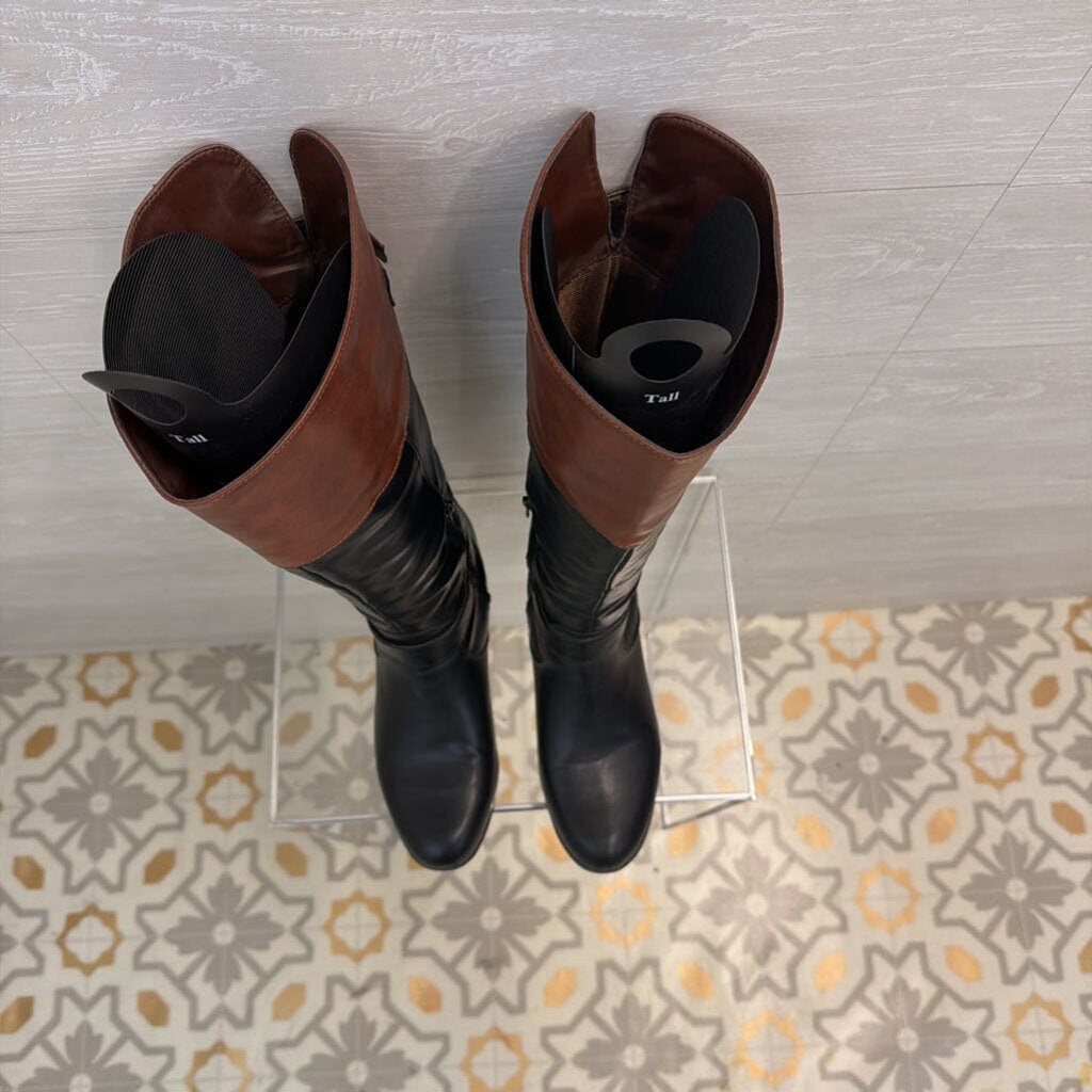 Rampage Black/ Brown Tall Boots 8.5