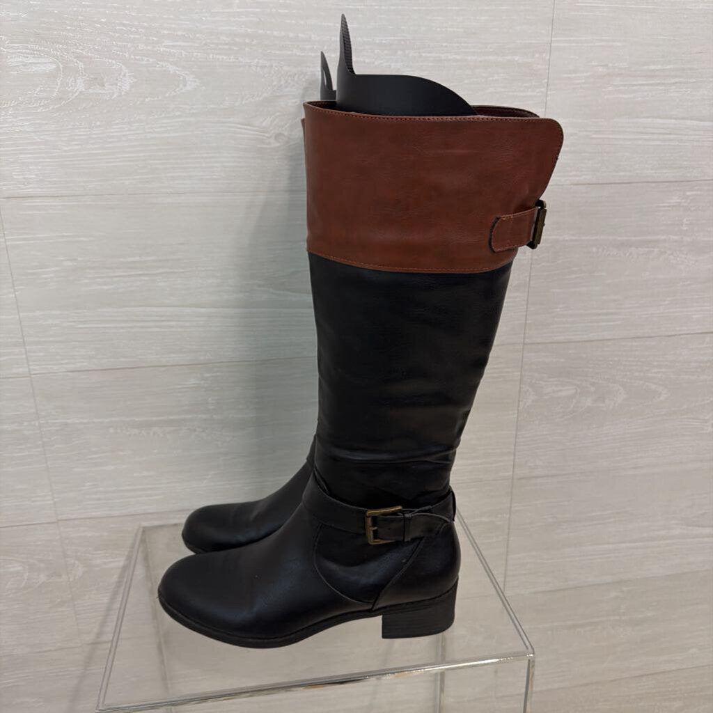 Rampage Black/ Brown Tall Boots 8.5
