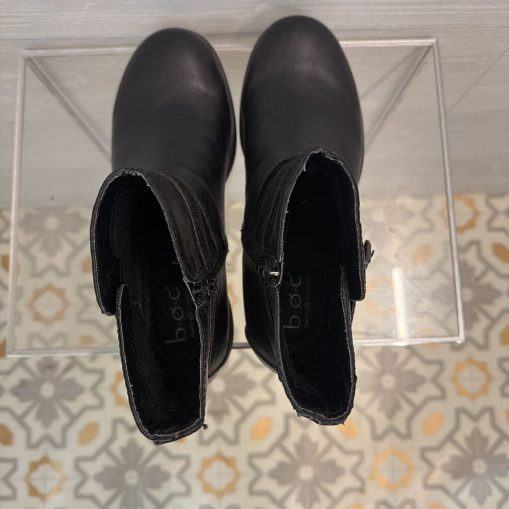 BOC Born Concept Black Leather Ankle Boots 8.5