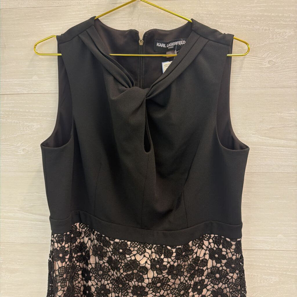 Karl Lagerfeld Black/ Beige Lace Sleeveless Dress 16