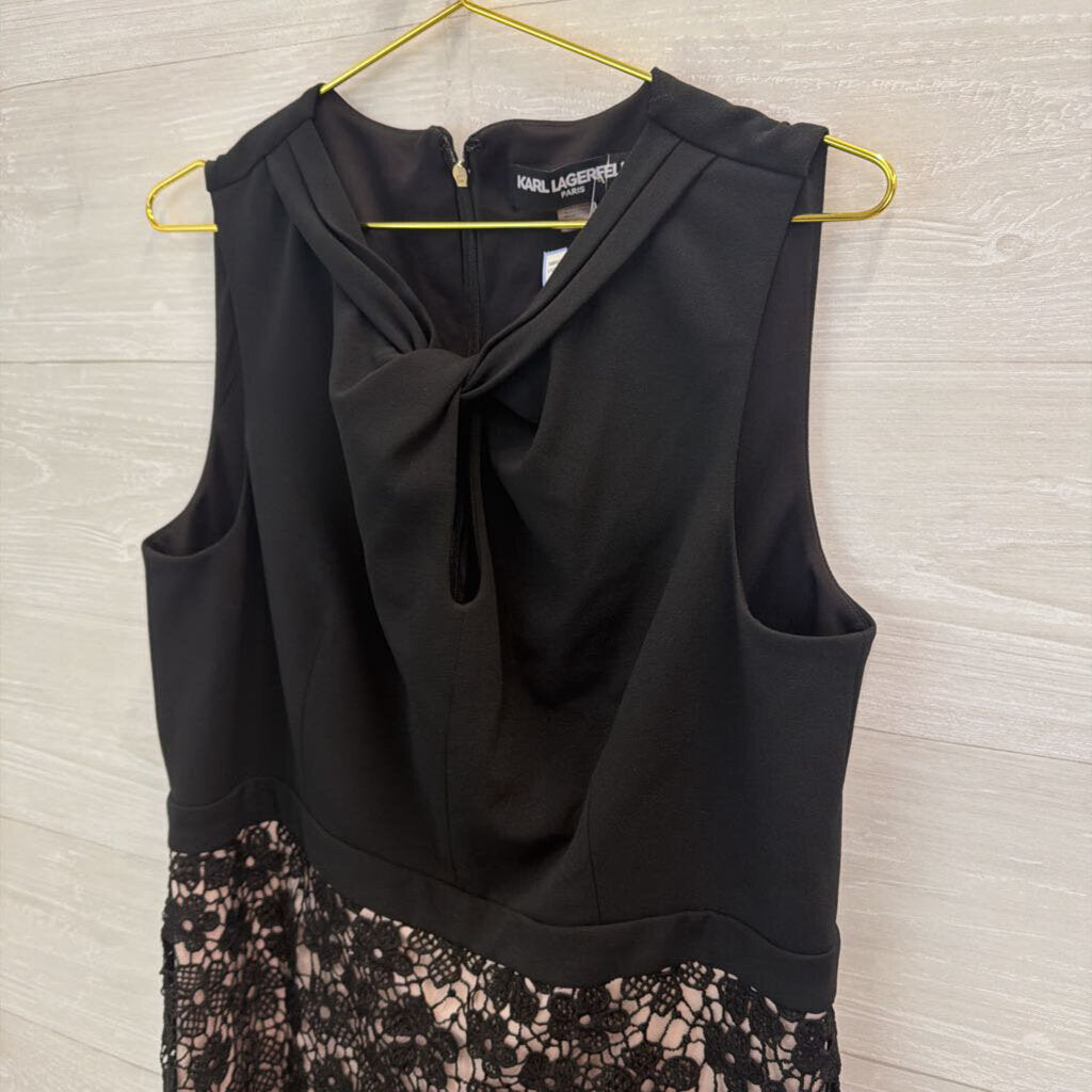 Karl Lagerfeld Black/ Beige Lace Sleeveless Dress 16