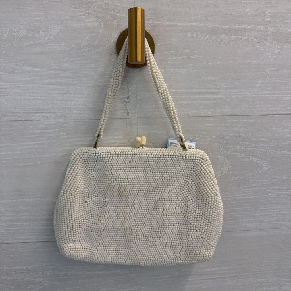 Vintage Cream Beaded Small Purse