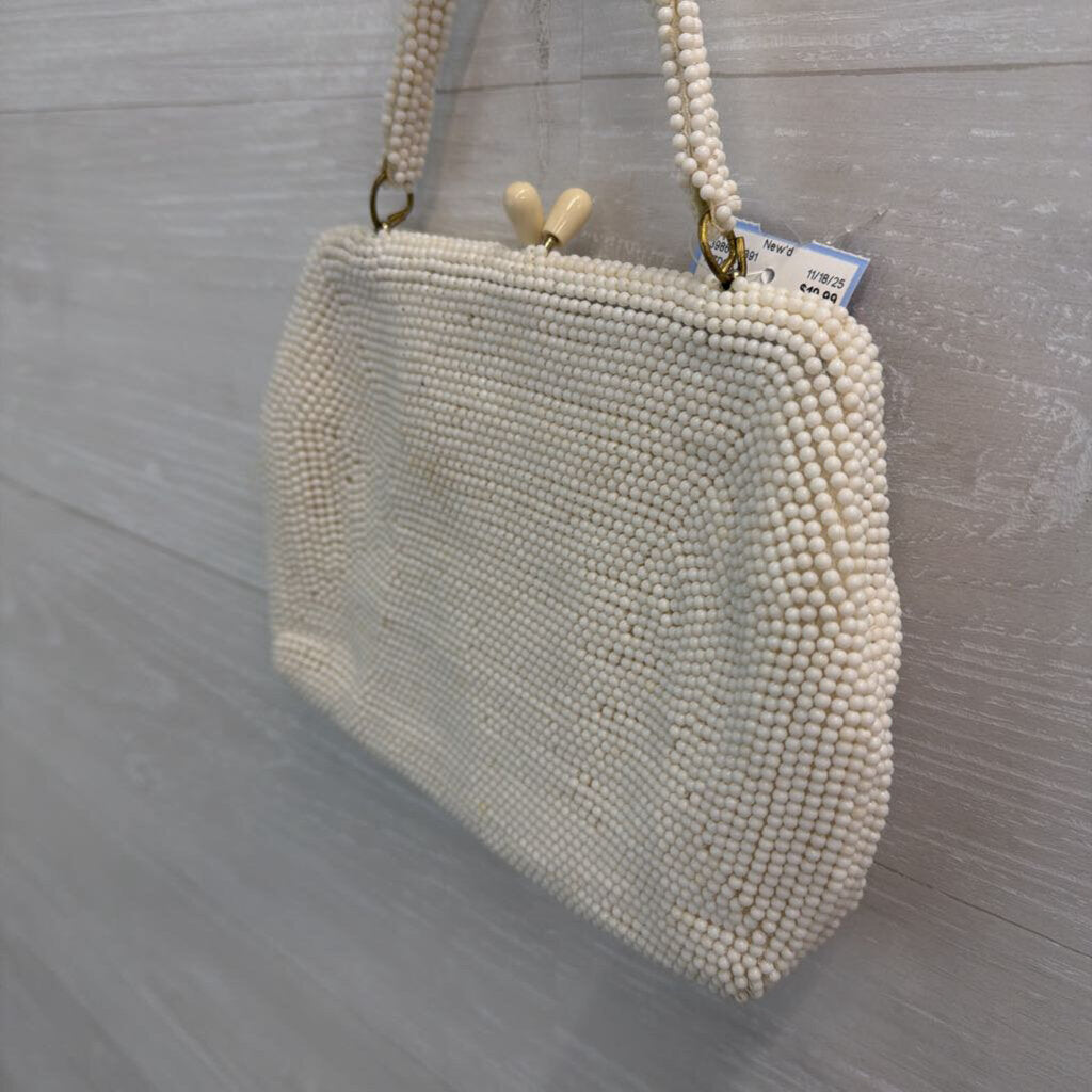 Vintage Cream Beaded Small Purse