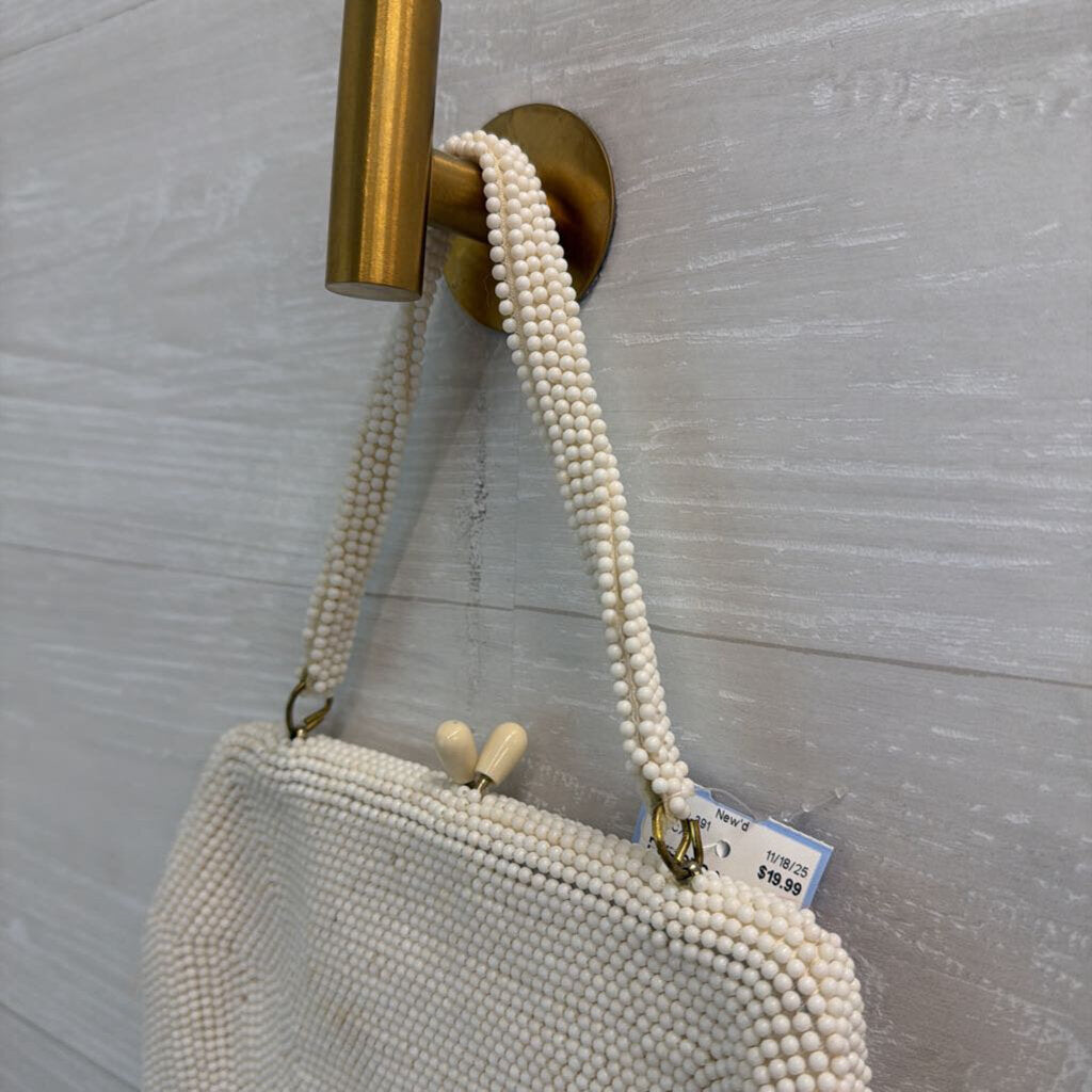 Vintage Cream Beaded Small Purse