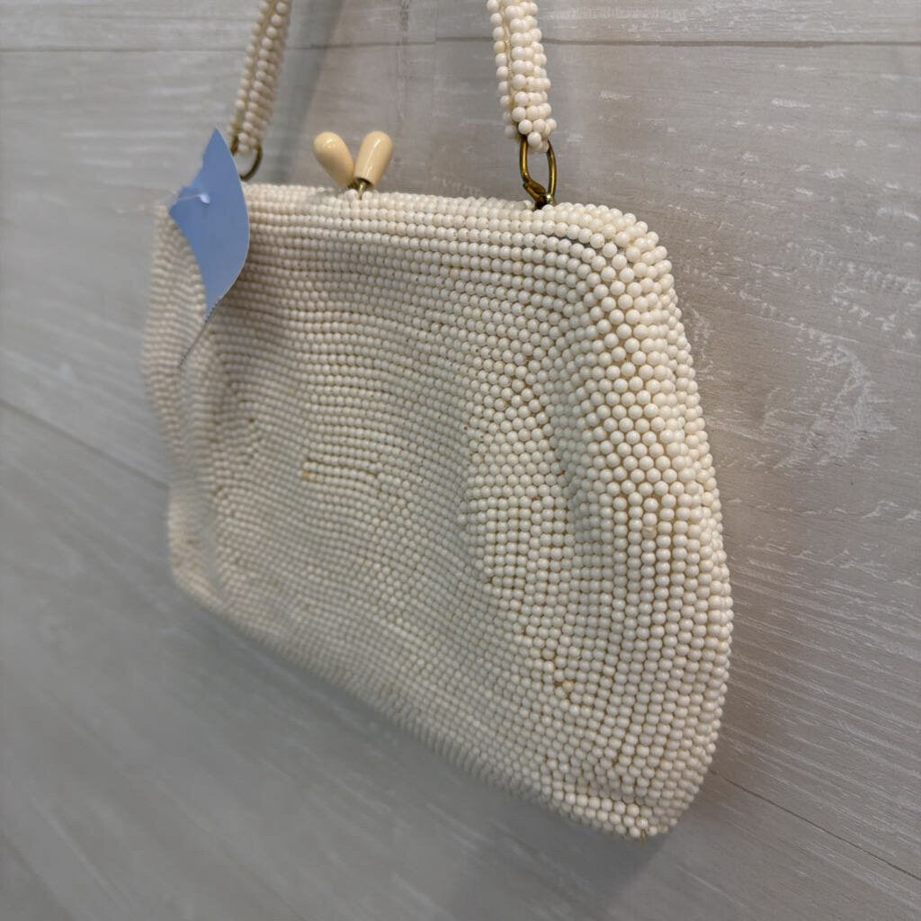 Vintage Cream Beaded Small Purse