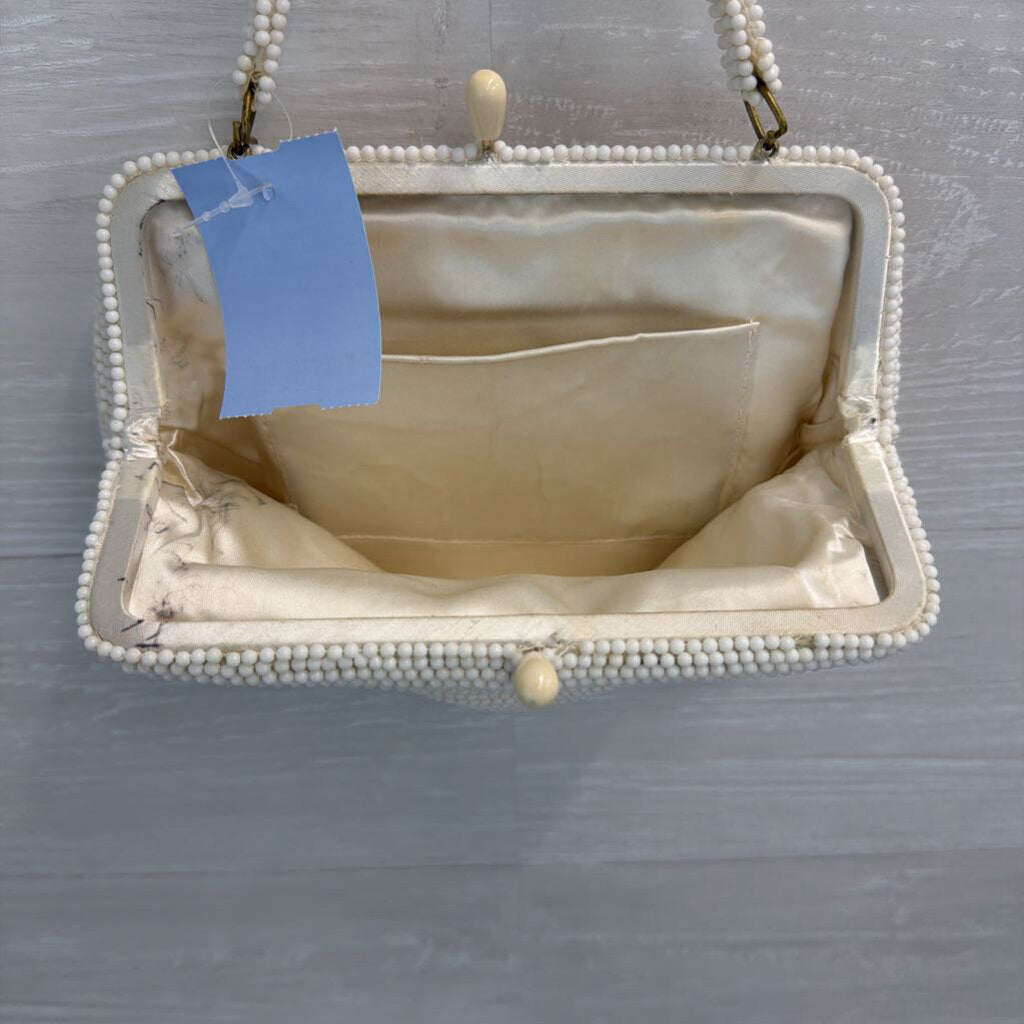 Vintage Cream Beaded Small Purse