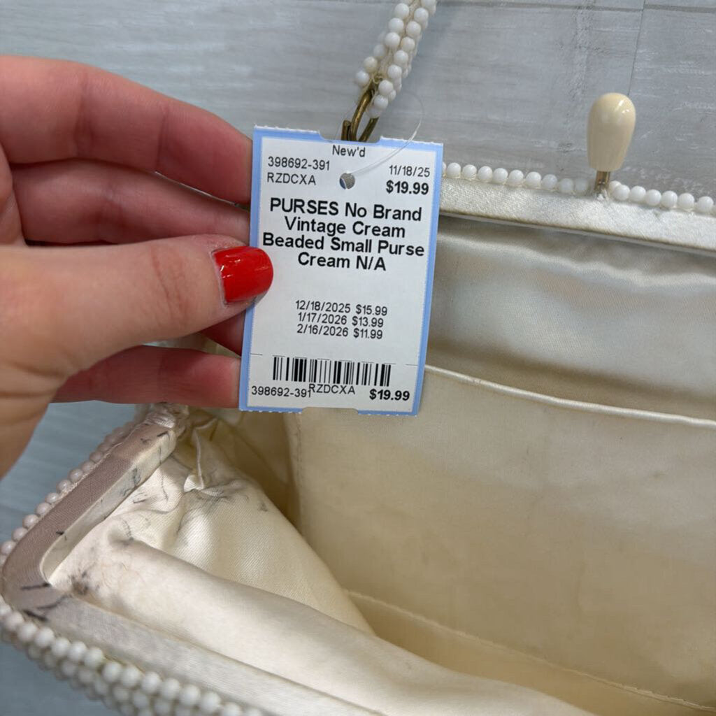 Vintage Cream Beaded Small Purse