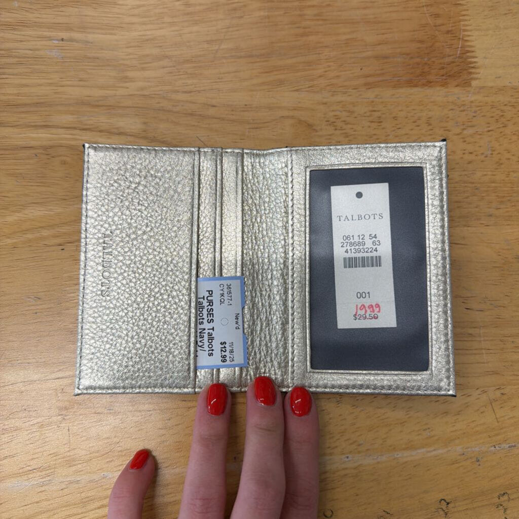 Talbots Navy/ Green Plaid Fold Over Small Wallet