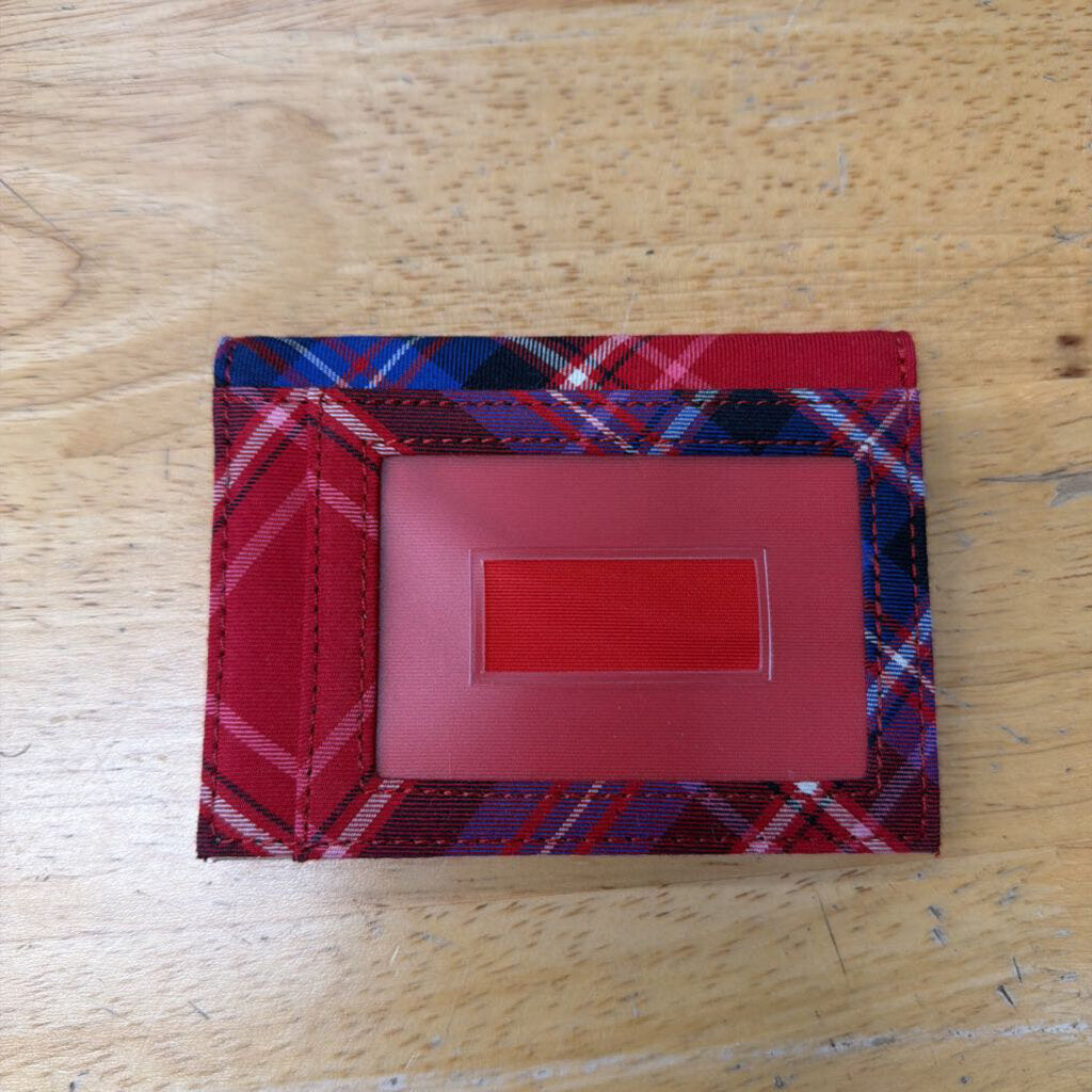 Talbots Red/ Blue Plaid Fold Over Small Wallet