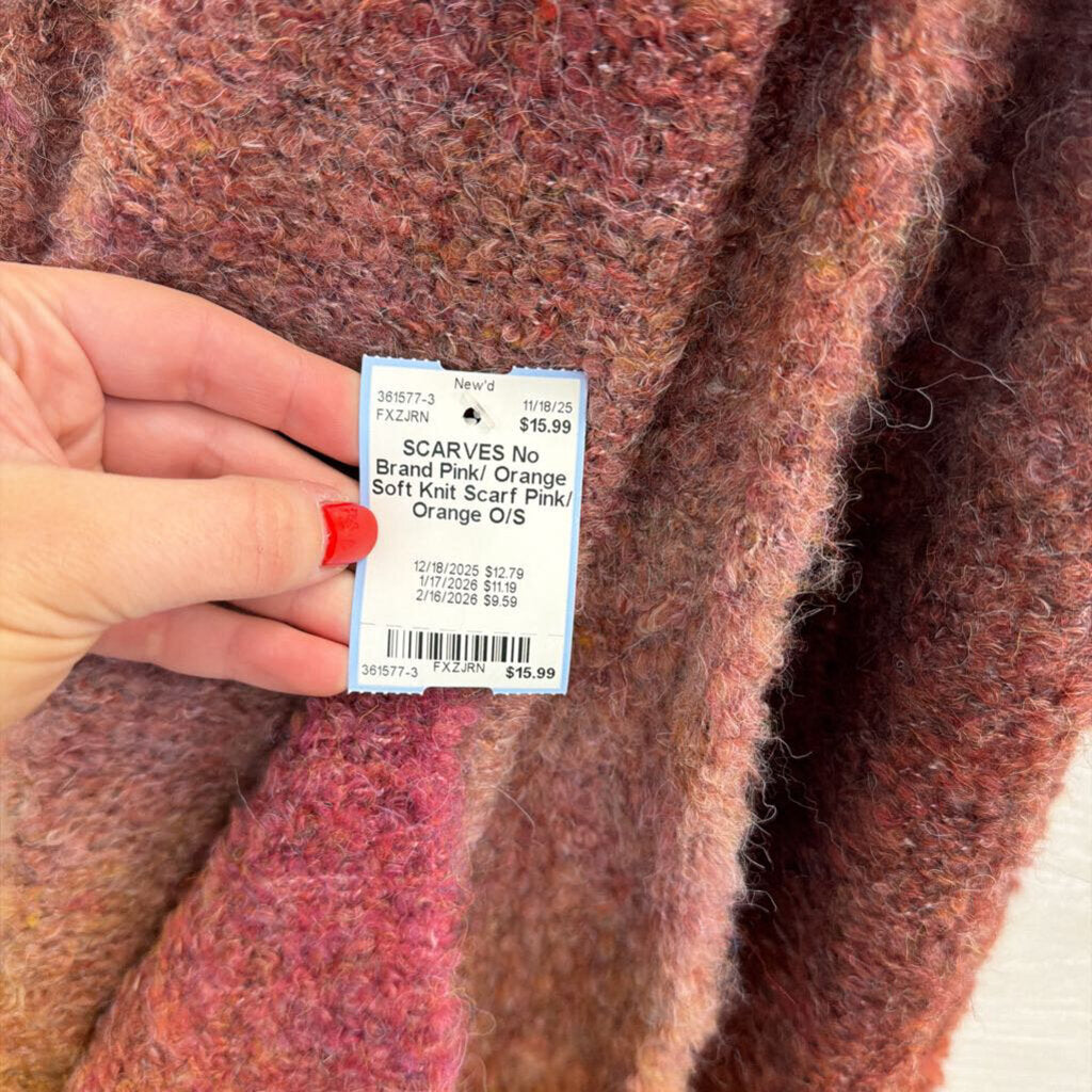 Pink/ Orange Soft Knit Scarf