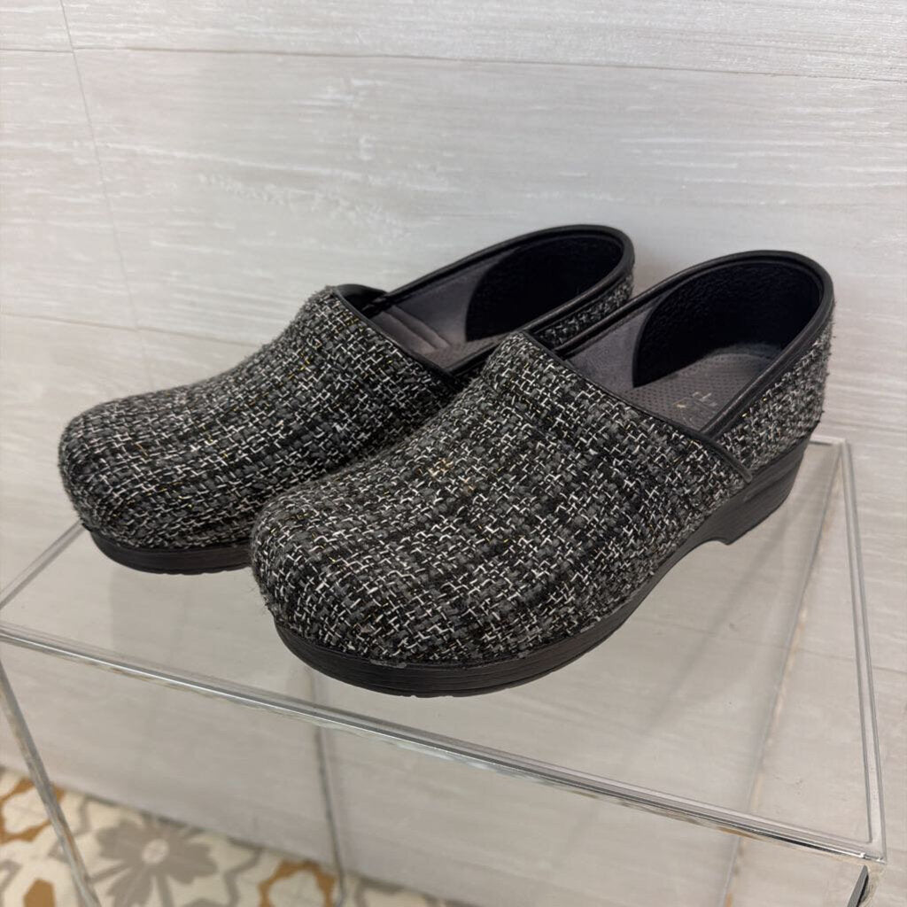 Dansko Black/ Grey Tweed Professional Clogs 41