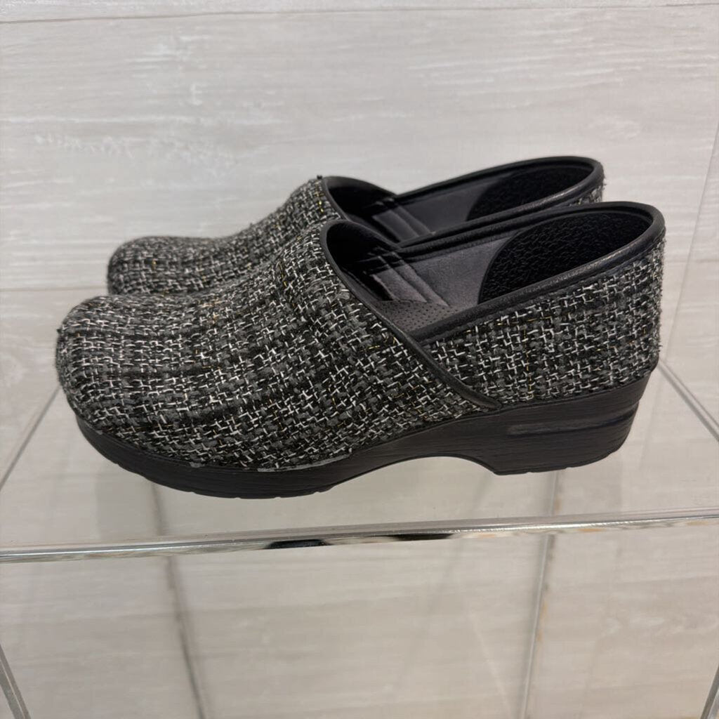 Dansko Black/ Grey Tweed Professional Clogs 41