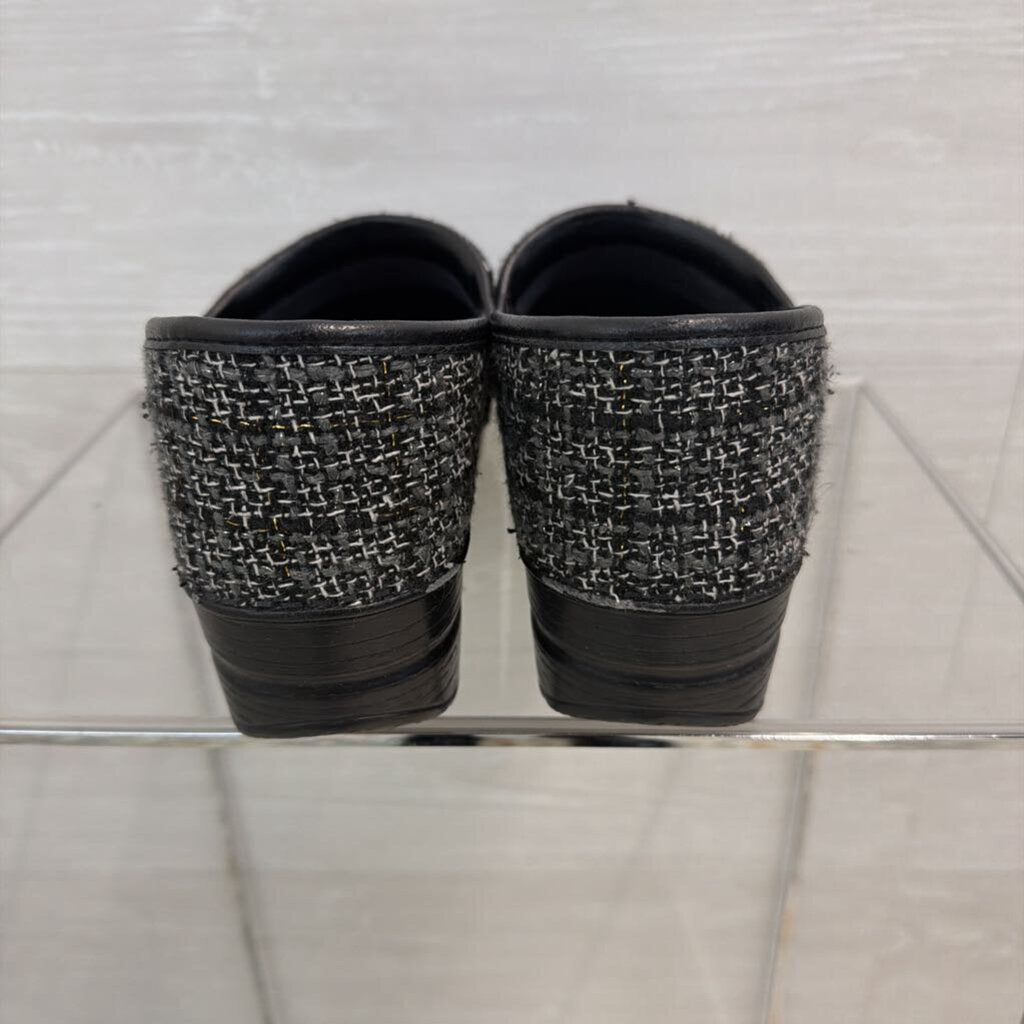 Dansko Black/ Grey Tweed Professional Clogs 41