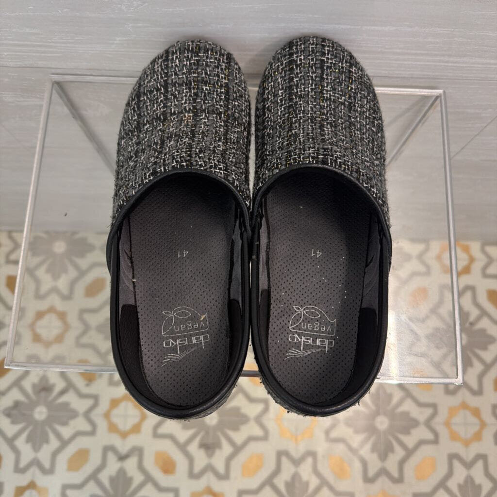 Dansko Black/ Grey Tweed Professional Clogs 41