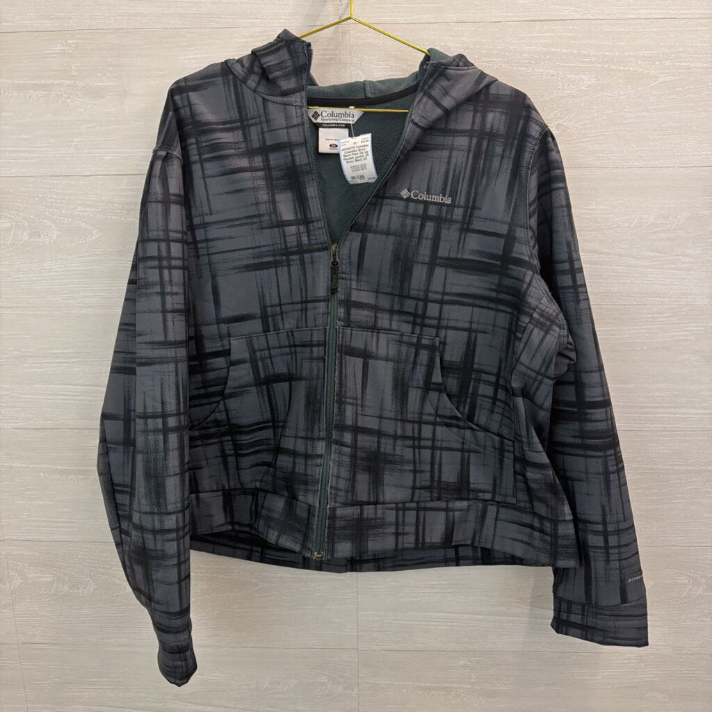 Columbia Grey/ Black Plaid Zip Up Hooded Jacket 2X