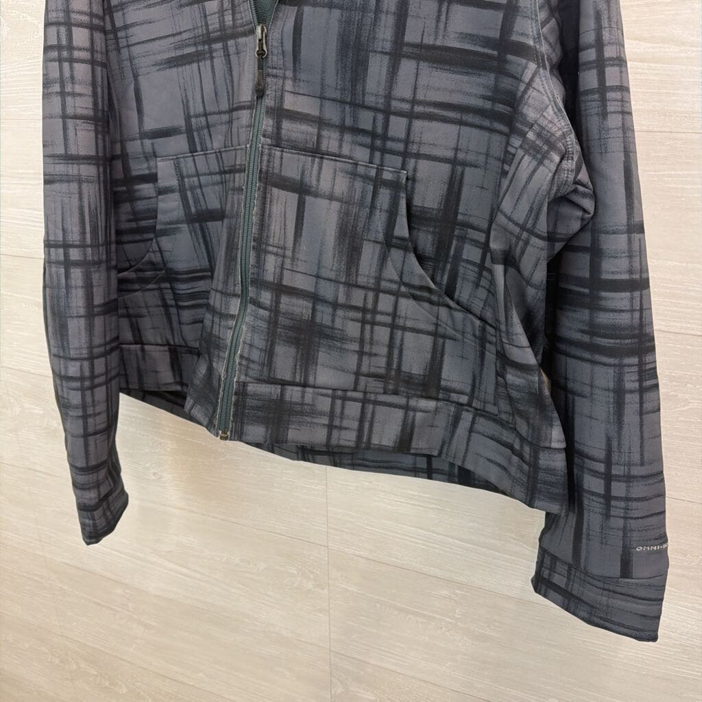 Columbia Grey/ Black Plaid Zip Up Hooded Jacket 2X