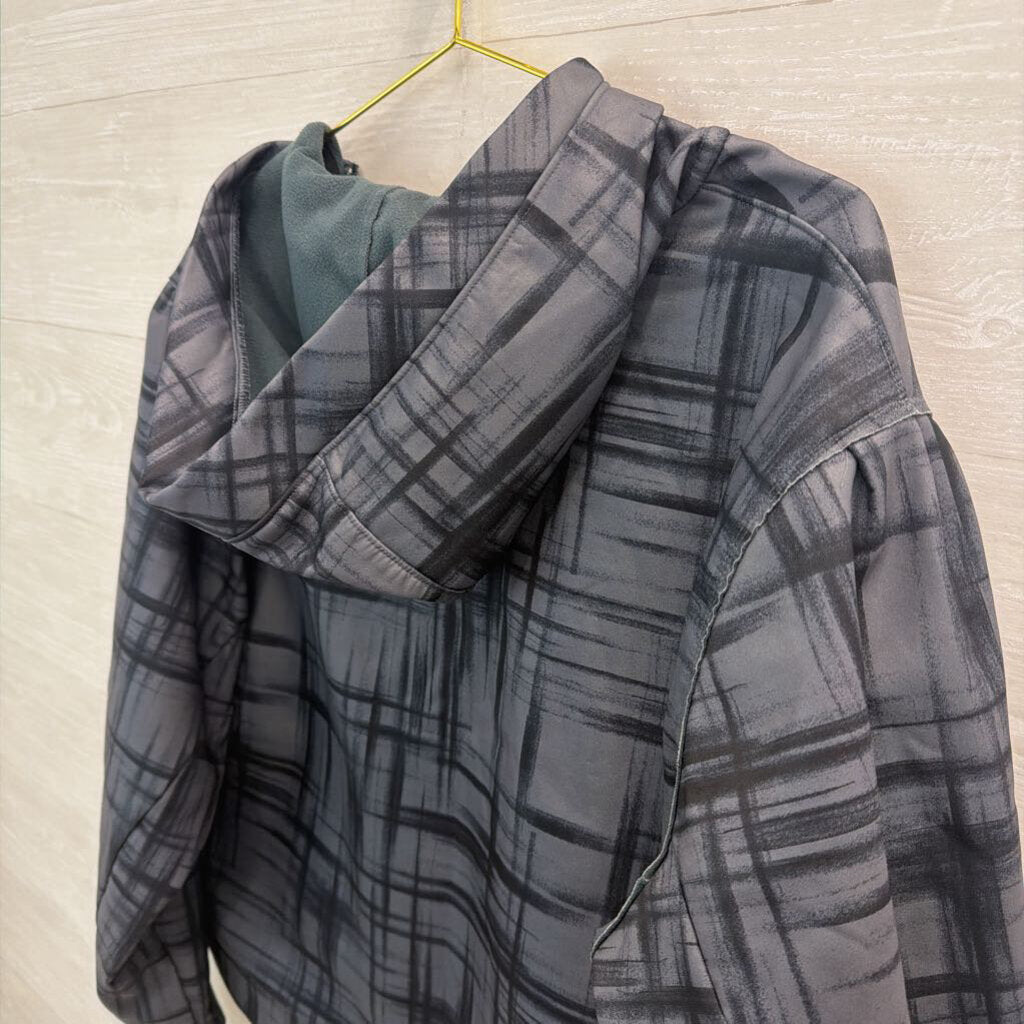 Columbia Grey/ Black Plaid Zip Up Hooded Jacket 2X