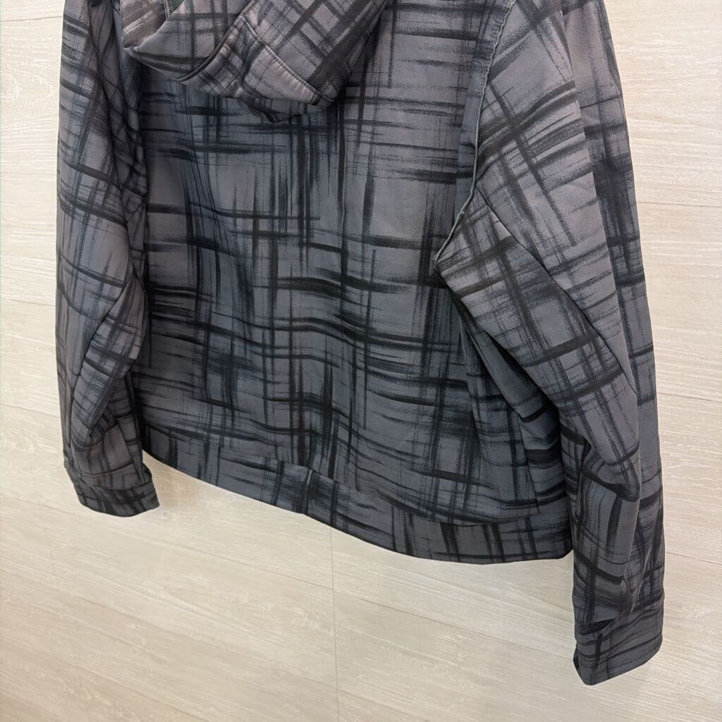 Columbia Grey/ Black Plaid Zip Up Hooded Jacket 2X