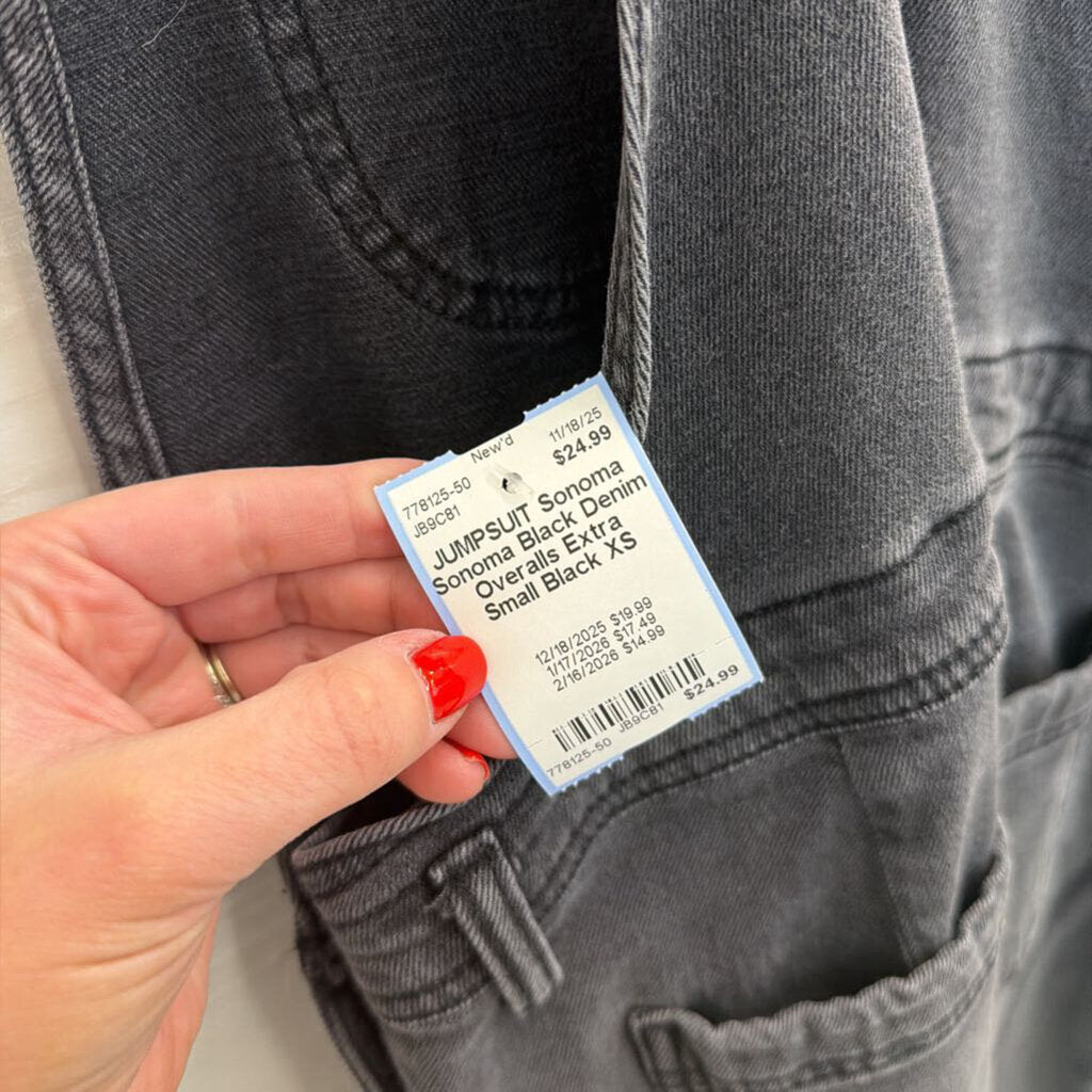 Sonoma Black Denim Overalls Extra Small