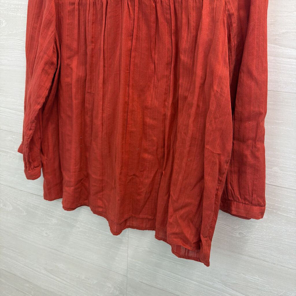 Gap Orange Lace Detail Long Sleeve Mock Neck Top Large