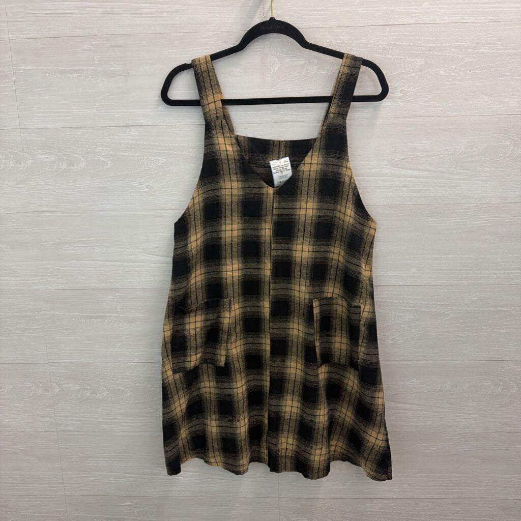 Black/ Beige Plaid Jumper Dress Medium