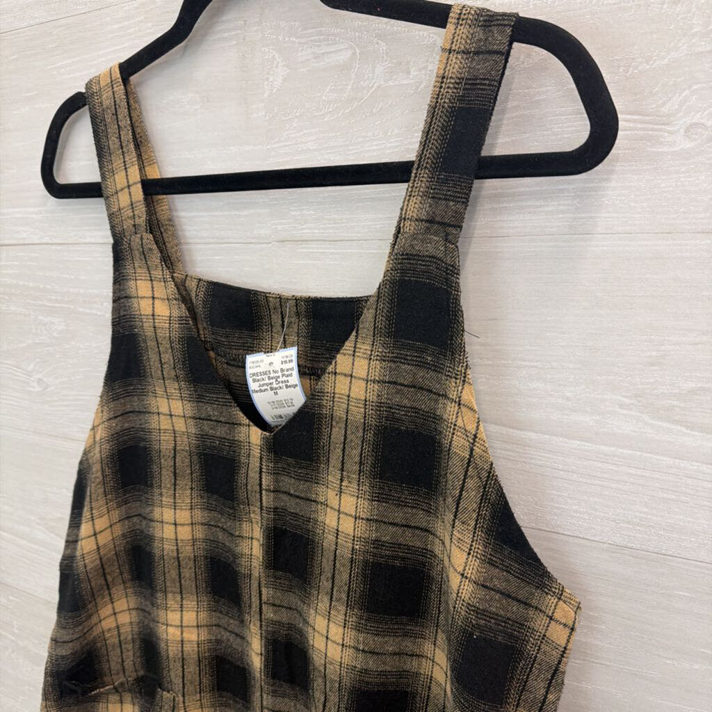 Black/ Beige Plaid Jumper Dress Medium