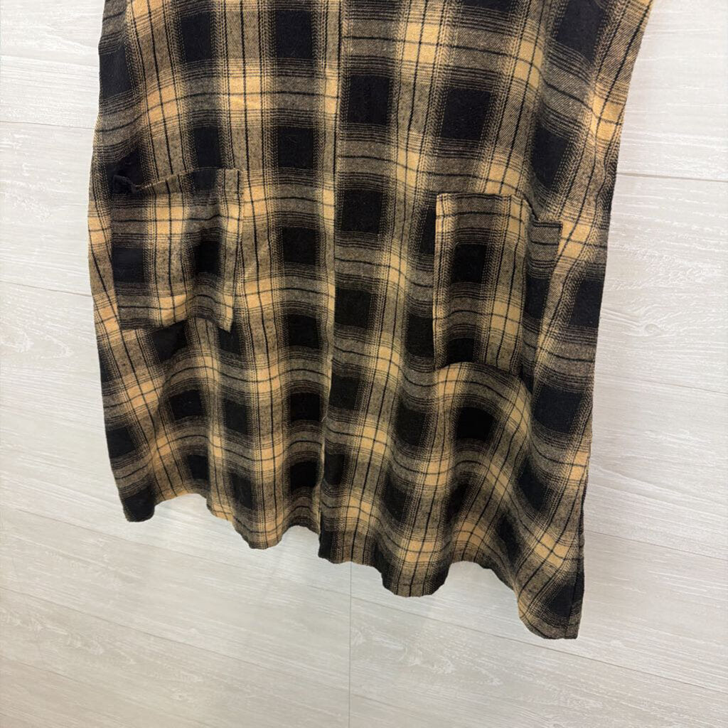 Black/ Beige Plaid Jumper Dress Medium