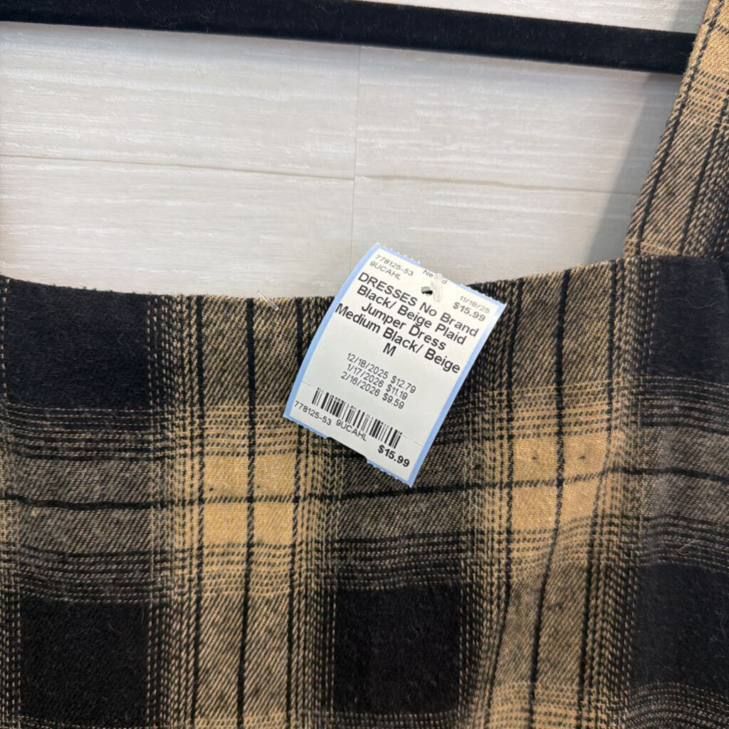 Black/ Beige Plaid Jumper Dress Medium