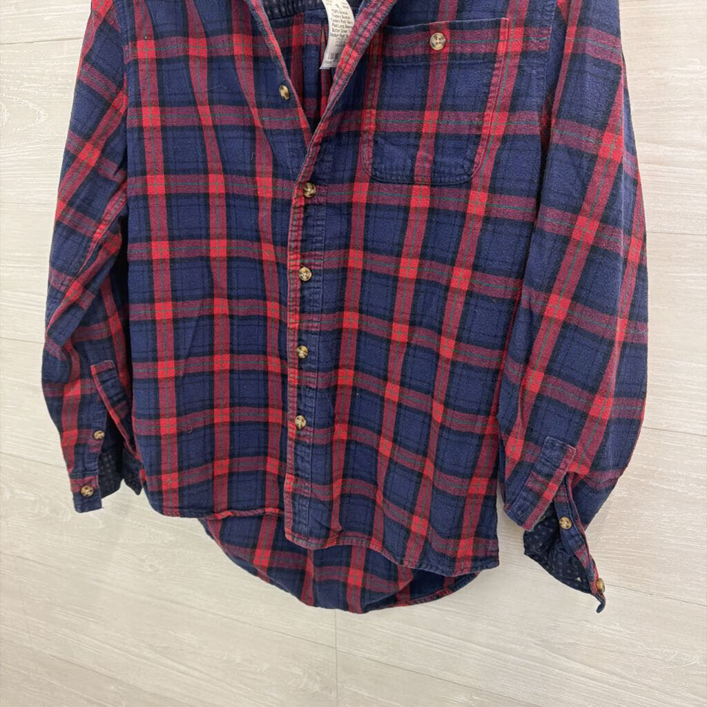 Boston Traders Red/ Navy Plaid Long Sleeve Button Down Top Medium