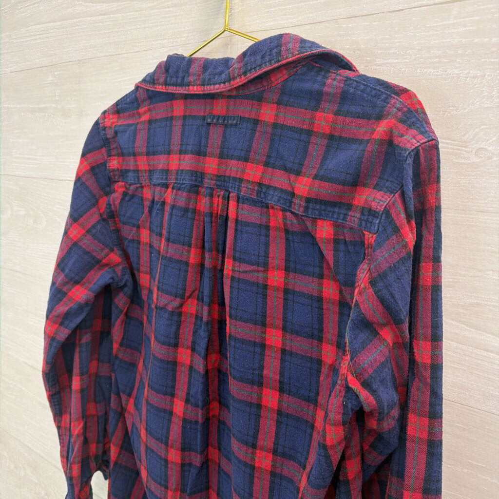 Boston Traders Red/ Navy Plaid Long Sleeve Button Down Top Medium