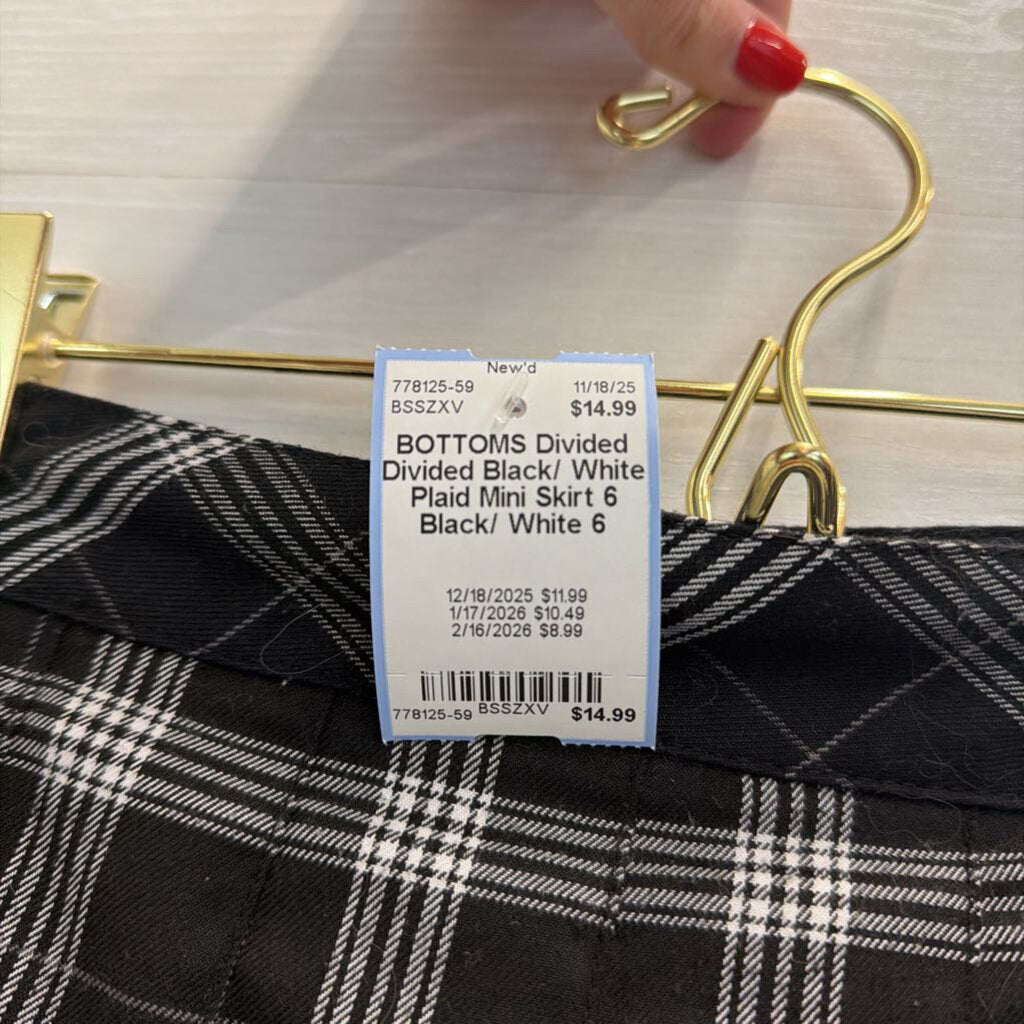 Divided Black/ White Plaid Mini Skirt 6